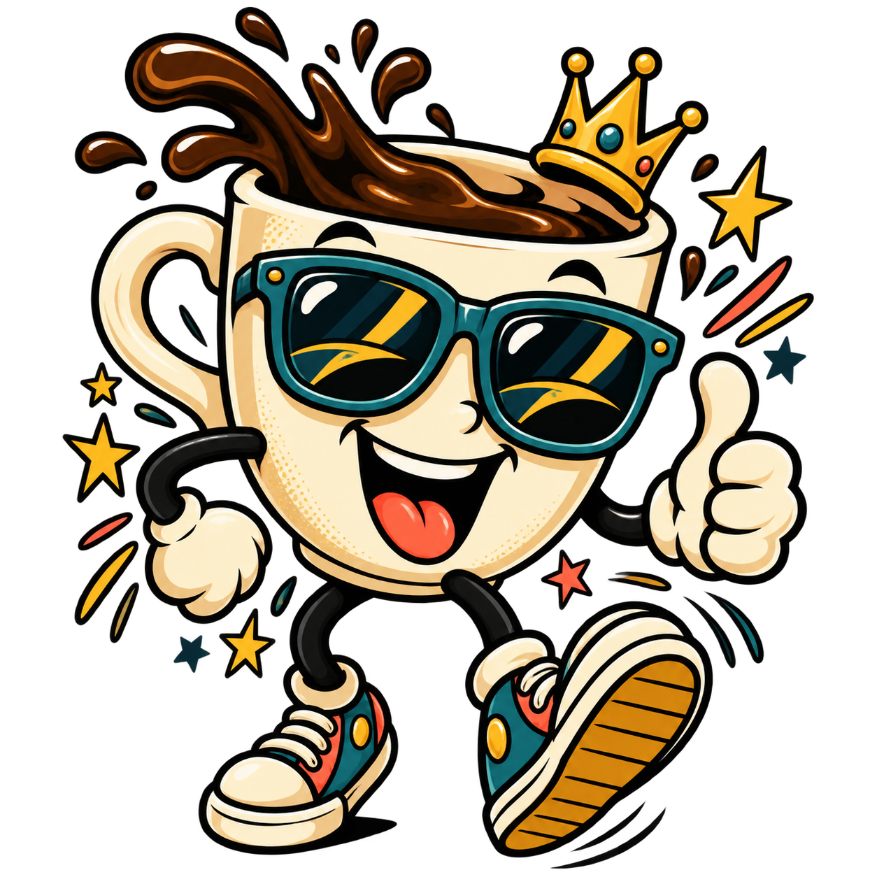 Funny coffee cup wearing sunglasses clip art