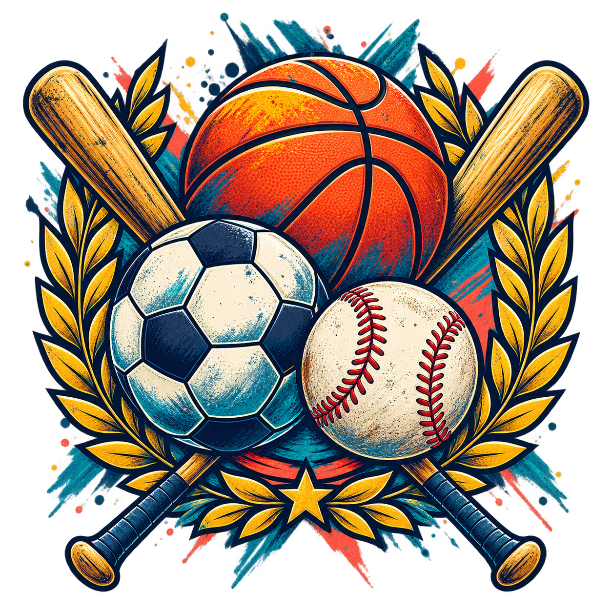 Basketball, soccer, and baseball sports clip art